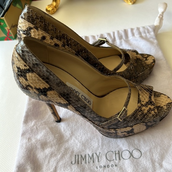 Jimmy Choo London snakeskin stiletto high heels  37 Italy - Picture 14 of 16